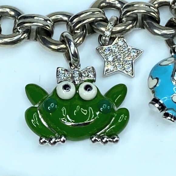 Aaron Basha 18k White Gold Enamel and Diamond Charm Necklace 20" 285.4g JR85754 - Picture 10 of 16